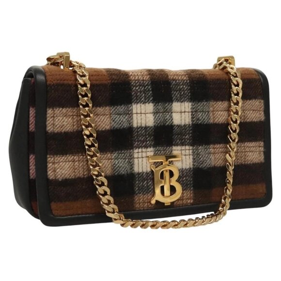 BURBERRY TB Chain Small Roller Shoulder Bag cashmere Brown Gold - Picture 1 of 16
